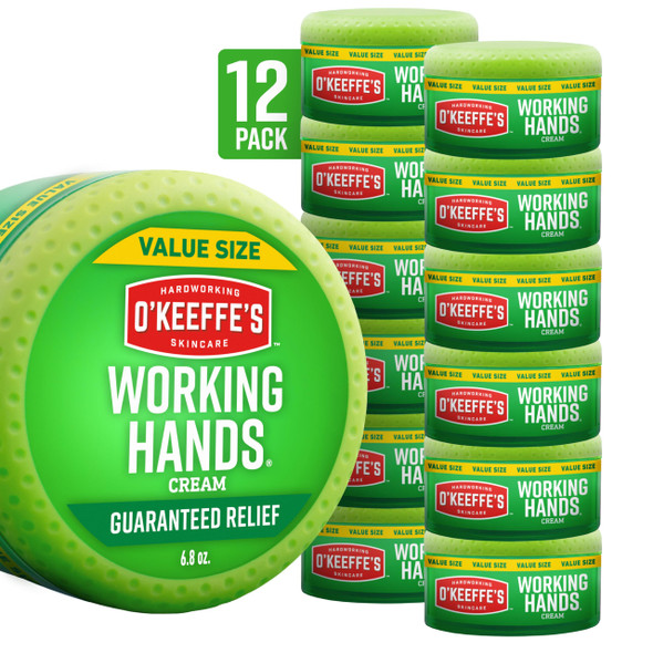 O'Keeffe'S Working Hands Hand Cream For Extreme Dryness Value Size Jar 12 Pack Repairing Skincare For Cracked Dry Hands 6.8 Oz