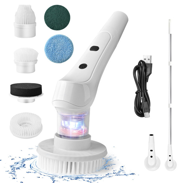 Oveisn Electric Spin Scrubber Bathroom Cordless With 6 able Brush Heads