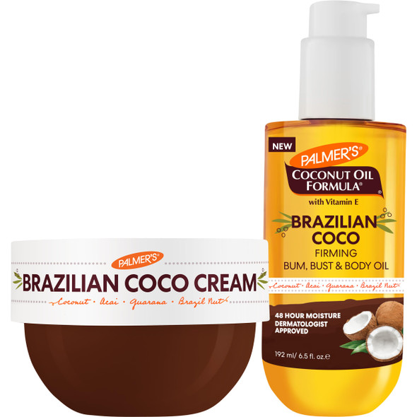 Palmer'S Coconut Oil Formula Brazilian Coco Firming Skin Care Duo Whipped Body Butter + Body Oil Helps With Skin Tightening and Firming Of Bum Bust and Belly Provides 48Hr Moisture 8.8 Oz 6.5 Fl Oz
