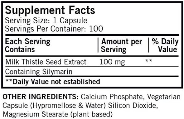 Kirkman Milk Thistle 100 mg - Hypoallergenic | 100 Vegetarian Capsules