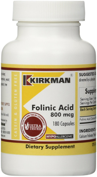Kirkman Labs Folinic Acid 800 mcg 180 Capsules