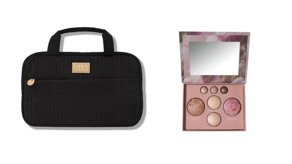 Laura Geller York The Best Of The Best Baked Face Palette And Quilted Folding Travel Makeup Bag Black