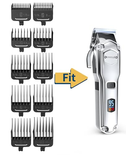 Oneisall Attachment Guide Comb Guards Dog Clippers Rfc676#1#8 1.5Mm/3/Mm/4.5Mm/6Mm/10Mm/13Mm/16Mm/19Mm/22Mm/25Mm Cut Length Black 10Pcs