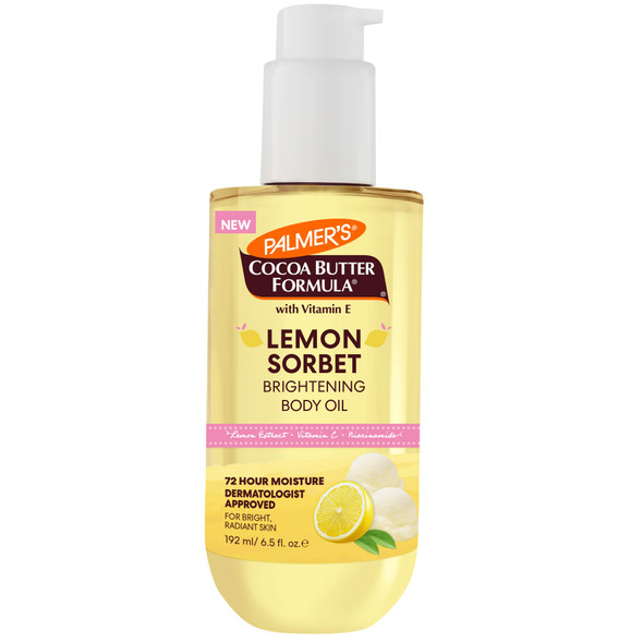 Palmer'S Cocoa Butter Formula Brightening Lemon Sorbet Body Oil Hydrating Oil With Lemon Extract Vitamin C and E 72Hour Moisture Citrus Creamy Fragrance DermatologistApproved 6.5 Fl Oz
