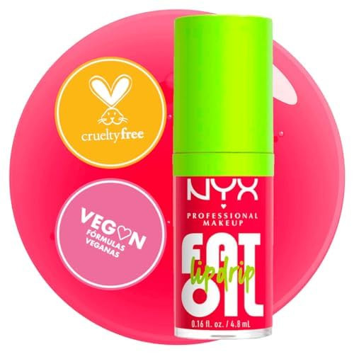 Nyx Professional Makeup Fat Oil Vegan Lip Gloss Bundle Newsfeed Rose Nude and Supermodel Shimmering Magenta
