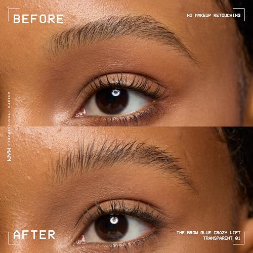 Nyx Professional Makeup The Brow Glue Crazy Lift Brow Lamination Gel With 16Hr Strong Hold and BuiltIn Styling Comb Clear Eyebrow Gel