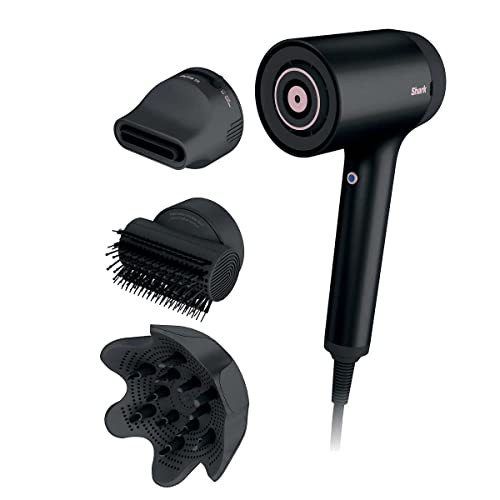 Renewed Shark Hd125Co Hair Blow Dryer Hyperair FastDrying With Iq 2In1 Concentrator Iq Styling Brush and Iq CurlDefining Diffuser Attachments Black Renewed 1.0 Count