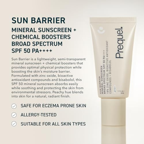 Prequel Skin Sun Barrier Mineral Sunscreen Spf 50. Pa++++ Broad Spectrum Zinc Oxide Sunblock With SemiTransparent Lightweight Texture. Moisturizing Uv Defense For Face. Travel Size 1.7Oz