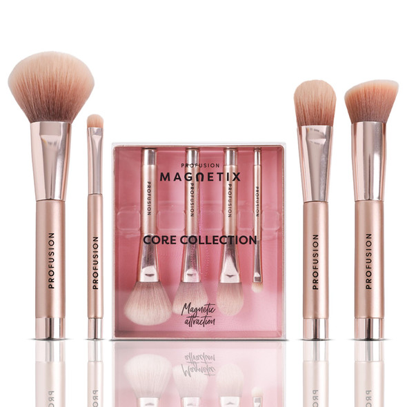 Profusion Cosmetics Magnetix Core Collection 4 Pc Synthetic And Natural Fiber Makeup Brushes Set For Flawless Look Essential Beauty Tools To Complete Your Look