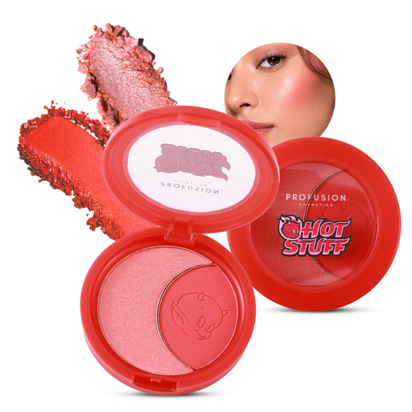 Profusion Cosmetics Casper and Hot Stuff Soft Matte and Shimmer Blush Duo 2In1 Blendable Blush Palette For Cheeks Matte and Luminous Finish Vegan and CrueltyFree Makeup