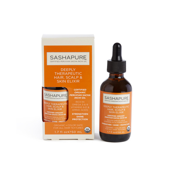 Sashapure Deeply Therapeutic Hair Scalp and Skin Elixir 1.7 Ounce Strengthen Shine Protection Stimulate Hair Growth 50Ml
