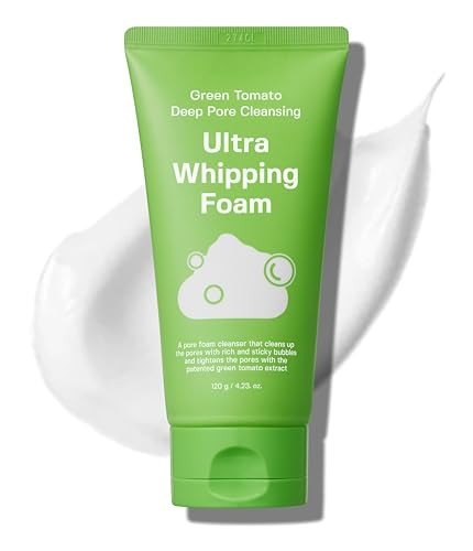 Sungboon Editor Green Tomato Deep Pore Cleansing Whipping Foam Korean Foaming Face Wash For Oily Skin Blackhead Remover and Pore Minimizer Hydrating Skincare 4.24 Oz