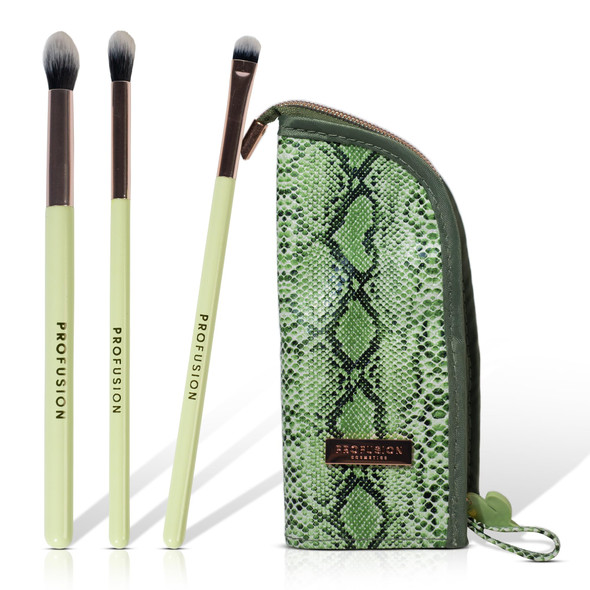 Profusion Cosmetics Eyeshadow Brush Set With Travel Bag 4 Piece Desert Sage Brushes For Blending Lining And Smudge Control Stunning And Creative Eye Makeup