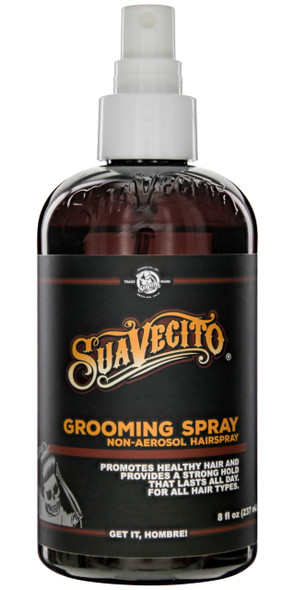 Suavecito Pomade Suavecito Grooming NonAerosol Hairspray For Men Classic Barber Scent Medium Shine Strong Hold Hair Spray Works On All Hair Types and Textures 8 Oz