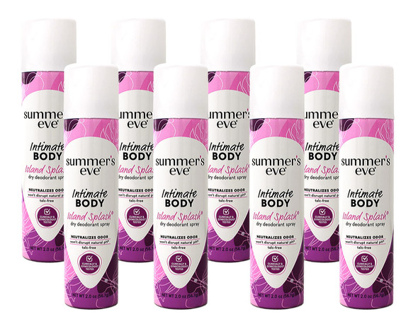 Summer'S Eve Feminine Deodorant Spray Island Splash 2 Oz Pack Of 8