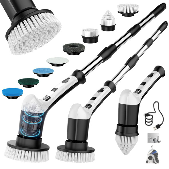 Tutobl Electric Spin Scrubber Cordless Power Shower Cleaning Brush For Bathroom