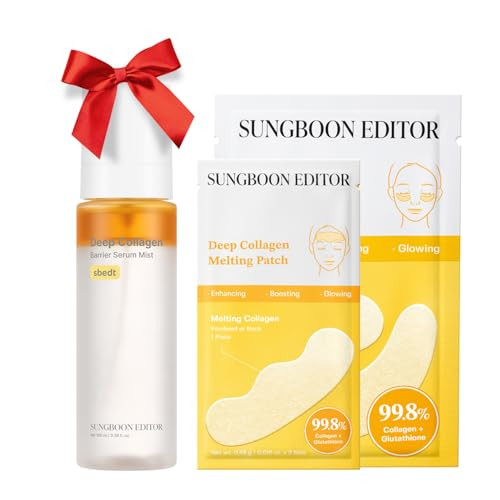 Sungboon Editor Melting Collagen Set Deep Collagen Melting Patch Barrier Serum Mist Real Collagen Care For Puffy Eyes And Neck Wrinkles Best Gifts For Mom Skincare Sets For Mom 6Pcs