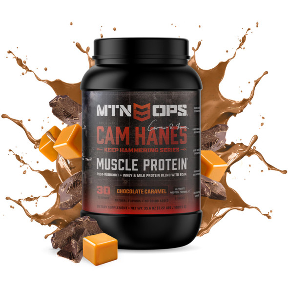 MTN OPS Cam Hanes Protein and  Pre Workout Bundle  Chocolate Caramel Whey Protein + Blue Raspberry Preworkout