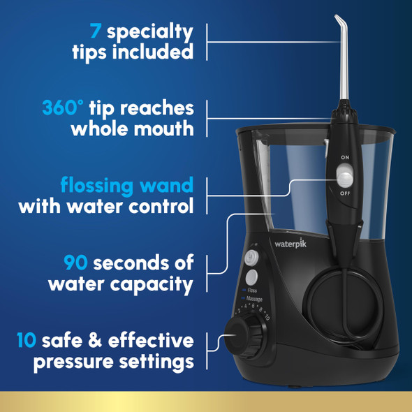 Waterpik Aquarius Countertop Water Flosser with 10 Settings 7 Tips Black