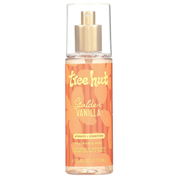 Tree Hut Golden Vanilla Hair & Body Mist, Alcohol-Free Body Spray, 6 Fl Oz