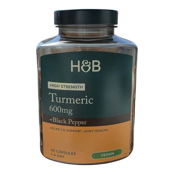 Holland & Barrett High Strength Turmeric 600mg with Black Pepper  90 Capsules  Curcumin Supplement Joint Support and  Antioxidant  Vegan