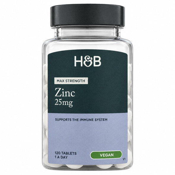 Holland & Barrett  Zinc 25mg Max Strength 120 Vegan Tablets 120 Day Supply
