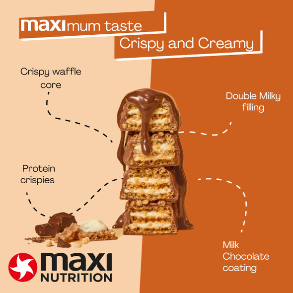 MaxiNutrition Double Milky spread filling Protein Waffle Bar, 191 kcal, 10g protein