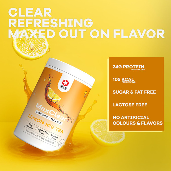 MaxiNutrition, Maxclear, Clear Whey Lemon Ice Tea, 100% Whey Protein Isolate, 420g, with 24g Protein per Serving, Refreshing, Low in Calories, Without Artificial Flavors