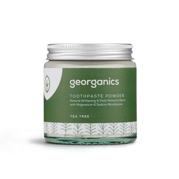 Georganics Mineral Toothpaste Powder  Tea Tree  Stain Removing and Teeth Whitening Powder 100% Natural  SLS Glycerine and Fluoride Free - Certified Cosmos Natural Vegan and CrueltyFree  120ml   120 g (Pack of 1)