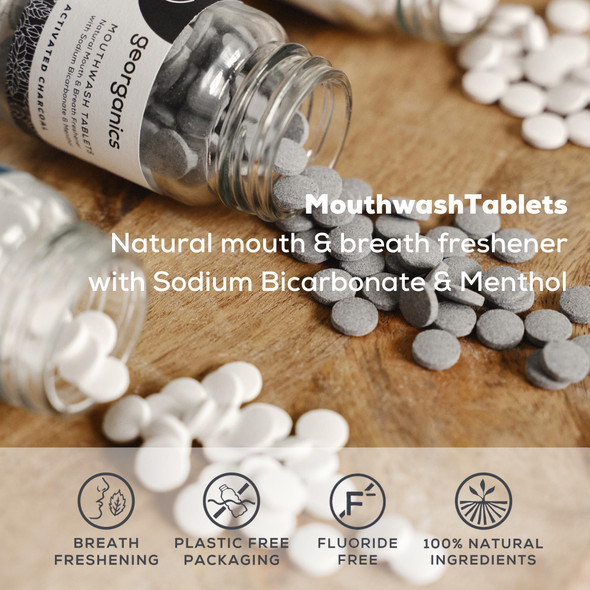 Georganics Organic Mouthwash Tablets  180 Tablets  3 Month Supply  Organic Spearmint Flavour  for Bad Breath  SLS Glycerine and Fluoride Free  Certified Cosmos Natural Vegan andCruelty Free