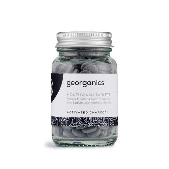 Georganics Organic Mouthwash Tablets  Activated Charcoal Natural Mouthwash for Bad Breath  SLS Glycerine and Fluoride Free  Certified Cosmos Natural Vegan and Cruelty Free 180 Tablets  Activated Charcoal