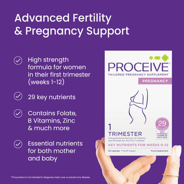 Proceive® Pregnancy Trimester 3 (28 Weeks) Vitamin and Mineral Supplements 60 Capsules Vegan  Trimester 1 (60 Capsules)