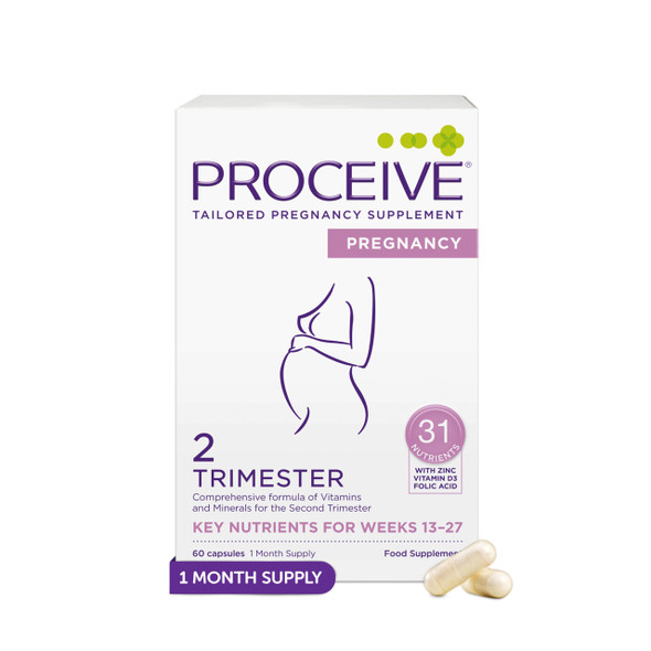 Proceive® Pregnancy Trimester 2 (13-27 Weeks) Vitamin and Mineral Supplements 60 Capsules  Vegan  Trimester 2 (60 Capsules)