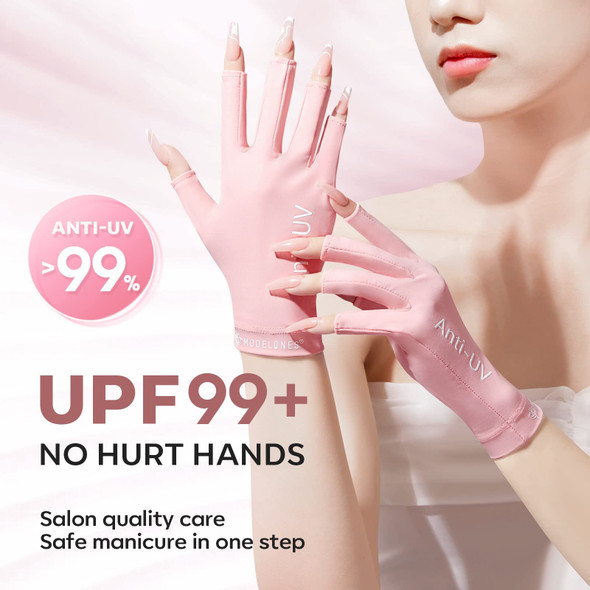 modelones UV Gloves for Gel Nail Lamp, Pink UV Gloves for Gel Manicures
