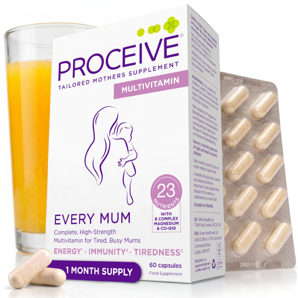 Proceive® Every Mum  Womens Multivitamins Complex with 23 Essential Nutrients  Daily Supplements for Energy Immunity and Vitality Support  Vegan Friendly with B12 Iron and CoQ10-60 Capsules  Every Mum (60 Capsules)