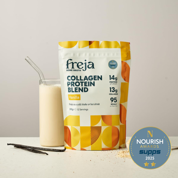 Freja Collagen Protein Shake  Vanilla  Natural Bone Broth Powder  Dairy  andGluten Free  300g (12 Servings)   	Vanilla