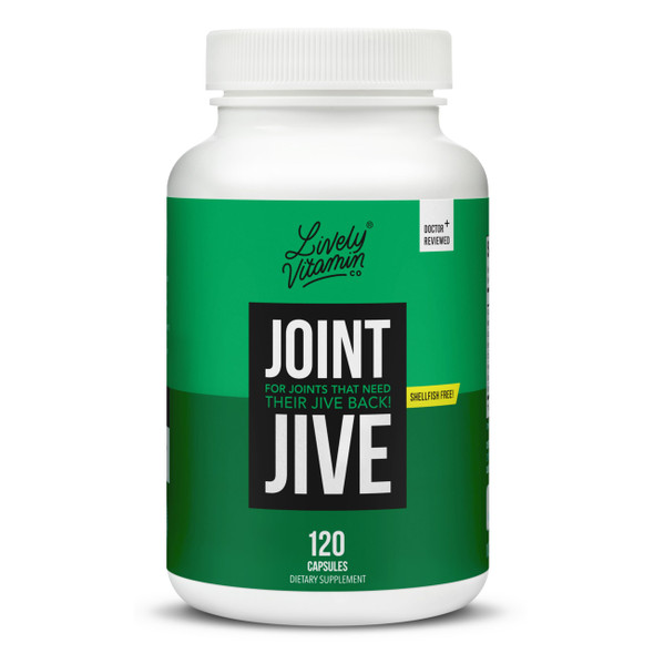 LIVELY VITAMIN CO. Joint Jive - Lubricate Joints (Knee, Ankle, Neck, Shoulder, Back) - Collagen - Glucosamine - MSM - Quercetin - Chondroitin - Devils Claw - Shellfish-Free Formula - 120 Count