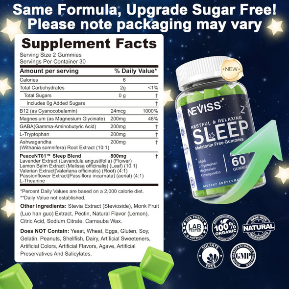Melatonin Free Sleep Aid Gummies for Adults - Magnesium Glycinate Gummies