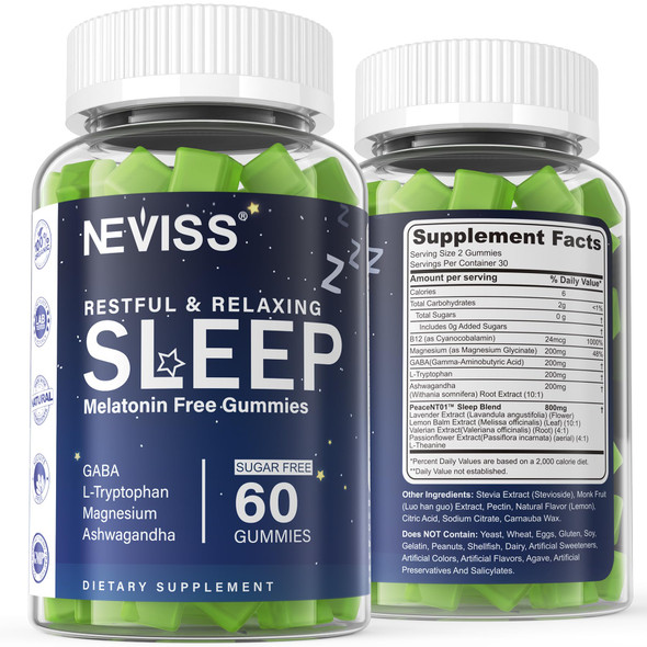 Melatonin Free Sleep Aid Gummies for Adults - Magnesium Glycinate Gummies