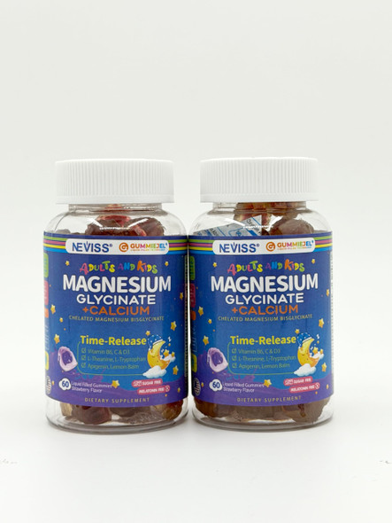 Neviss Magnesium Glycinate Gummies,Magnesium Supplement 2Pack