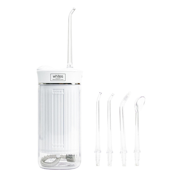 Whites Beaconsfield Water Flosser (White) | Portable Dental Water Flosser for Teeth & Gums | Rechargeable, Cordless, 4 Cleaning Modes, 230ml Tank | Electric Teeth Cleaner for Home & Travel
