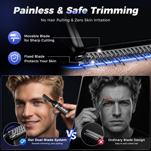 Dapsang Eyebrow Trimmer, Electric Eyebrow Razor for Women Men, Rechargeable Painless LED Light Facial Hair Shaver Remover with Rinseable Blade for Face Lips Neck Leg