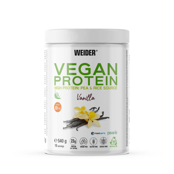 Weider Vegan Protein (540g) Vanilla Flavour, 23g Protein/dose