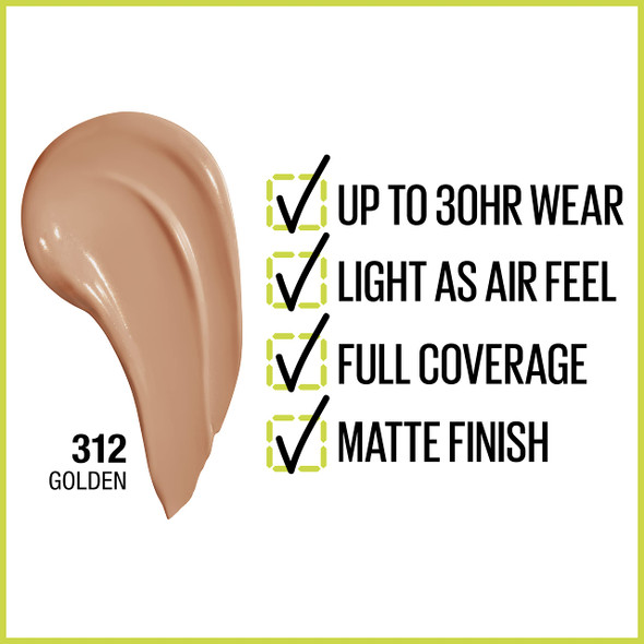 Maybelline Super Stay Full Coverage Foundation Golden 1 oz