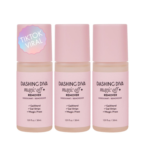 Dashing Diva Magic Off+ Remover 3 Pack PressOn Nail Remover With Niacinamide And Castor Oil Contains 3