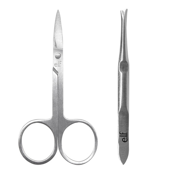 E.L.F. On Point Brow Kit Duo Of ProQuality Eyebrow Scissors & Tweezers For Shaping Eyebrows Great For Precise Shaping Vegan & CrueltyFree