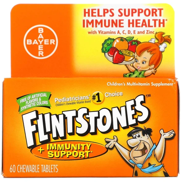 Flintstones Chewable Kids Vitamins With Immunity Support Multivitamin For Kids And Toddlers With Vitamin C & More 60Ct