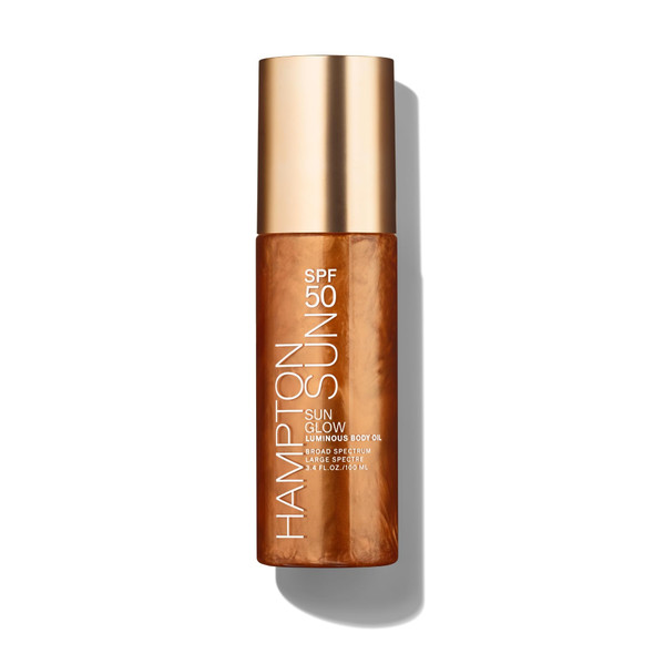 Hampton Sun Spf 50 Sun Glow Luminous Body Oil Broad Spectrum Lightweight Shimmering Gel Hydrating & Nourishing With Vitamin E Kukui And Hibiscus Oil Absorbs Seamlessly TravelApproved Size