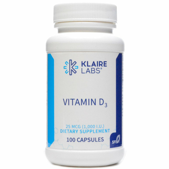 Vitamin D3 1000 IU 100 caps by Klaire Labs