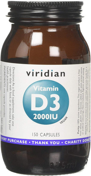 Viridian Vitamin D3 (Vegan) 2000iu Veg Caps 150